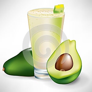 Beverage with fresh avocado fruit and slice