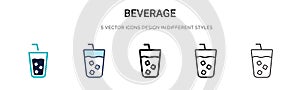 Beverage icon in filled, thin line, outline and stroke style. Vector illustration of two colored and black beverage vector icons