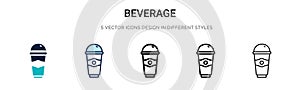 Beverage icon in filled, thin line, outline and stroke style. Vector illustration of two colored and black beverage vector icons