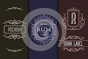 Beverage packaging design. Set of alcohol drink bottles labels