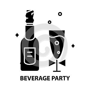 beverage party icon, black vector sign with editable strokes, concept illustration