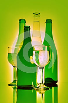 Beverage still-life. Bottle and wineglass