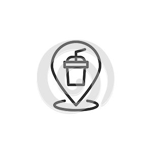 Beverages bar location pin line icon