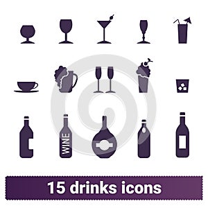 Beverages, Cocktails And Coffee Vector Icons