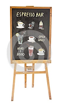 Beverages colored doodles on menu board