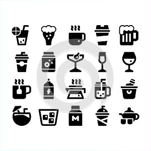 Beverages and drink glyph icons