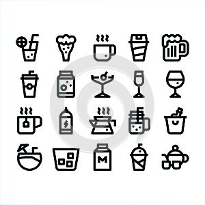 Beverages and drink outline icons