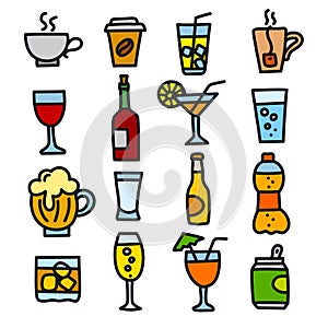Beverages icons set