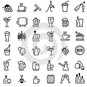 Beverages line icons