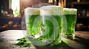 Beverages for Patrick\'s Day festival celebration.AI Generated