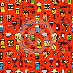 Beverages seamless pattern