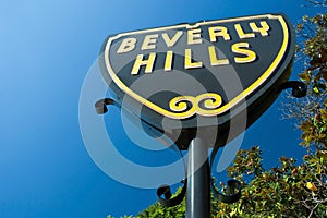 Beverly Hills sign in Los Angeles close-up view