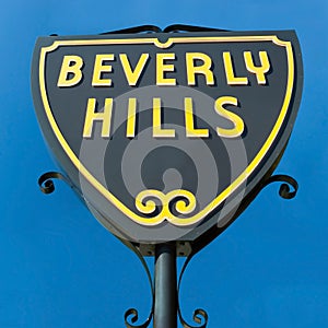 Beverly Hills sign in Los Angeles close-up view