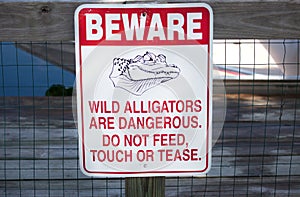 Beware of alligators sign