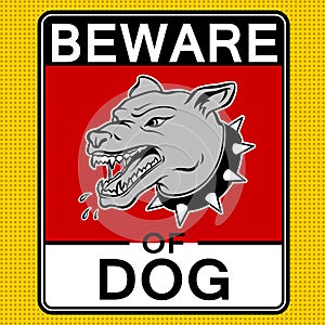 Beware of angry dog pop art vector illustration