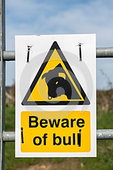 Beware of Bull sign post