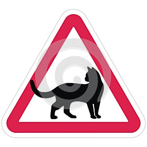 Beware of cats, road sign, triangle shape, eps.