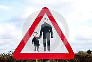 Beware of children sign customised, England photo