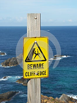 Beware of Cliff Edge Sign photo