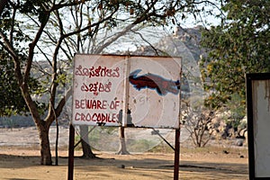 Beware of crocodiles, danger sign