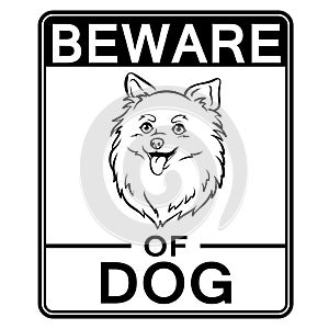 Beware of cute dog coloring vector illustration