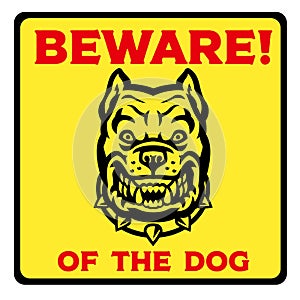 Beware of the dog yellow sign