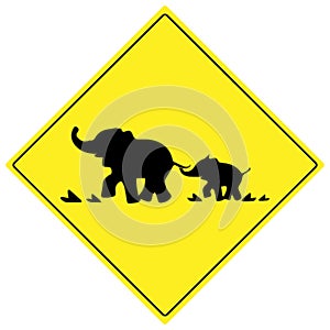 Beware elephant traffic sign. Warning traffic sign on a white background.