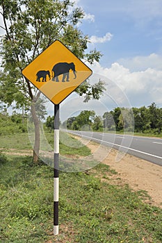 Beware elephants roadsign