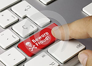 Beware Fraud! - Inscription on Red Keyboard Key