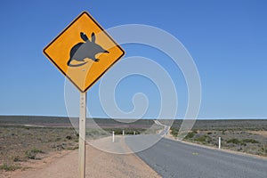 Beware of the Hopping Mice road sign in Western Australia