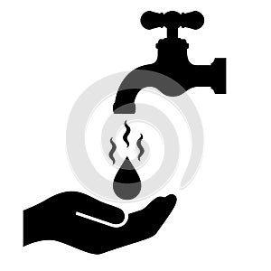 Beware of hot water vector warning sign