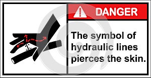 Beware of hydraulic lines piercing the skin.Vector Danger