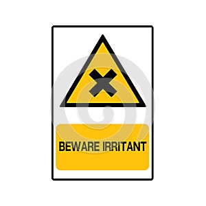 Beware Irritant Symbol Yellow Sign,Vector Illustration, Isolate On White Background Icon. EPS10