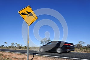 Beware of the kangaroo road sign in central Australia outback