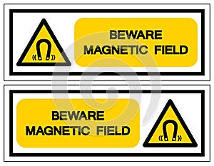Beware Magnetic Field Symbol Sign, Vector Illustration, Isolate On White Background Label .EPS10
