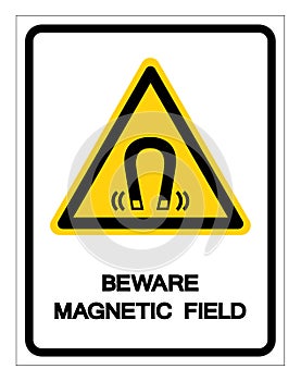 Beware Magnetic Field Symbol Sign, Vector Illustration, Isolate On White Background Label .EPS10