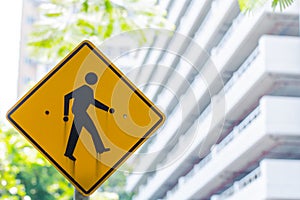 Beware pedestrian cross traffic sign banner