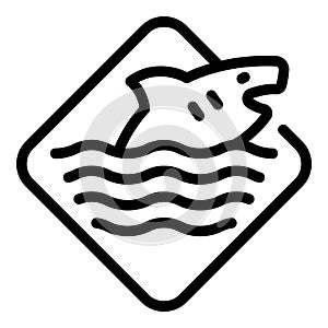 Beware the sharks icon outline vector. Sea beach warning