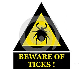 Beware of ticks, warning sign.