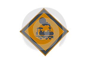 Beware of train sign isolated