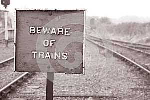 Beware of Train Warning Sign