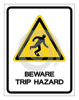 Beware Trip Hazard Symbol Sign, Vector Illustration, Isolate On White Background Label .EPS10