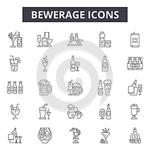 Bewerage line icons, signs, vector set, outline illustration concept photo