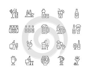 Bewerage line icons, signs, vector set, outline illustration concept photo