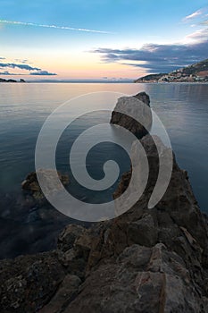 Bewitching view of the sea flowing between rocks