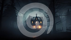 Beyond Fear and Horror: a Creepy Old House in the Mysterious Night Forest, Generative AI