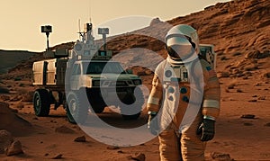 Astronauts embarking on a daring exploration of a distant planet, venturing into the unknown. Generative Ai