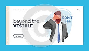 Beyond the Visible Landing Page Template. Mature Man Covering his Eyes Like Wise Monkey Do Not See Evil