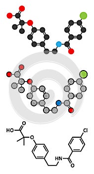 Bezafibrate hyperlipidemia drug molecule (fibrate class photo