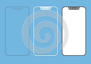 Bezel free / frameless smartphone icon in three different styles
